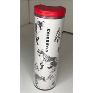 Starbucks Winter Holiday Snow Fox 16 oz Travel Tumbler 2017 Christmas